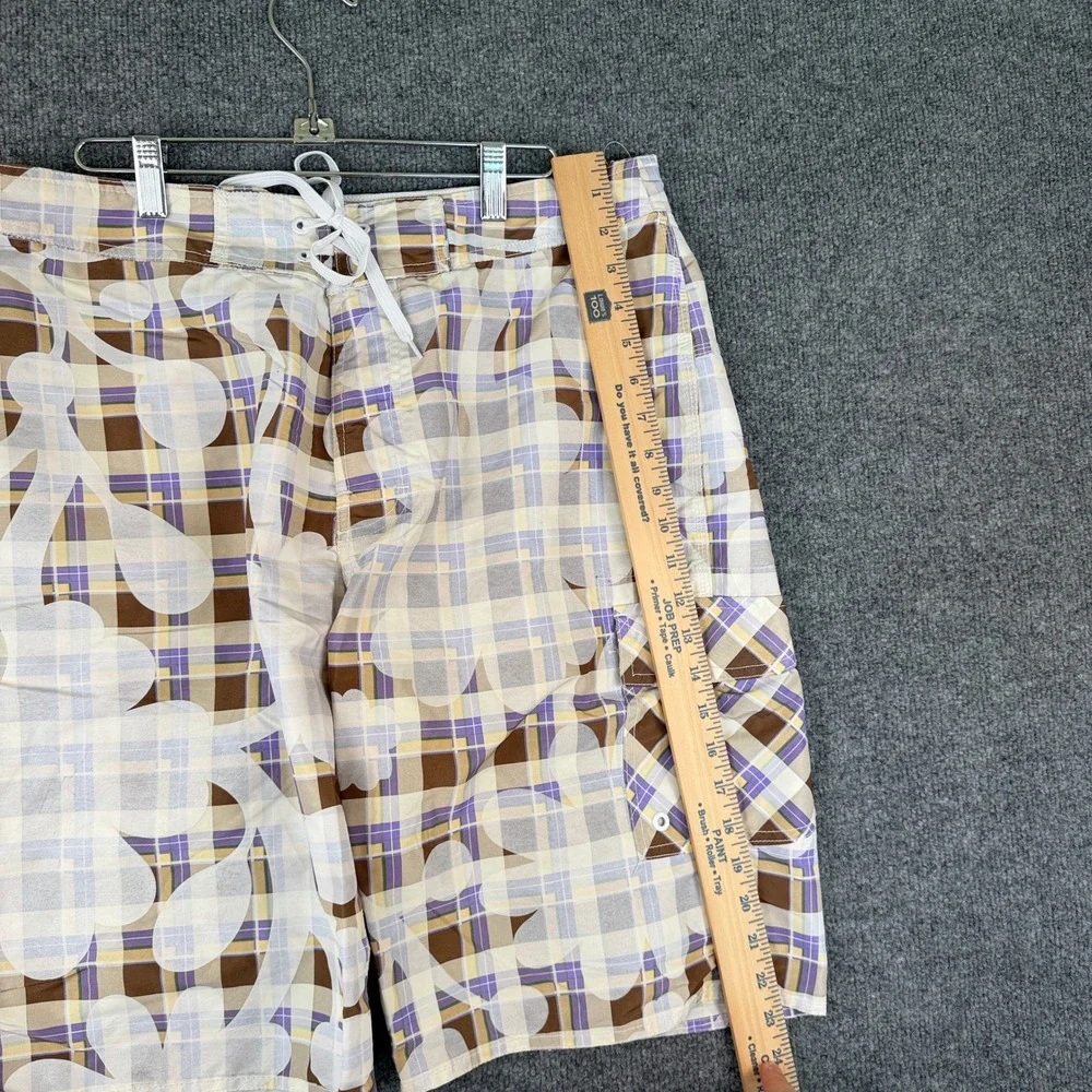 Vintage Stussy Board Shorts Mens 34 Plaid Floral Cargo Baggy Beach Swim Trunks